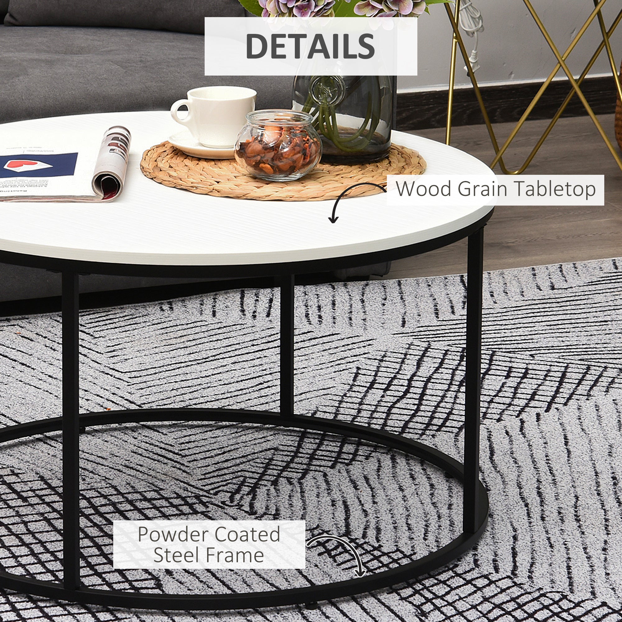 HOMCOM Industrial Coffee Table: Metal X-Frame Cocktail Table with Bottom Storage Shelf 