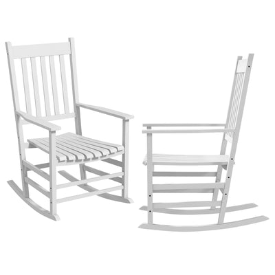 Outsunny Wooden Patio Rocking Chairs Set of 2, Outdoor Rocker Chairs with Wide Armrests, High Back for Garden, Balcony, White 
