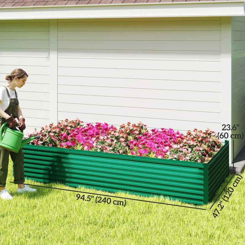 8' x 4' x 2' Raised Garden Bed, Galvanized Planter Box for Growing Flowers, Herbs and Vegetables, Green