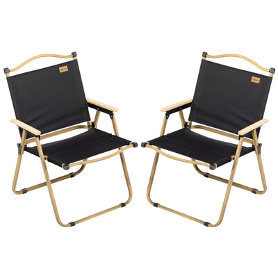 Outsunny Set of 2 Camping Chair, Lightweight Folding Chair, Portable Armchairs, Perfect for Festivals, Fishing, Beach and Hiking, Black 