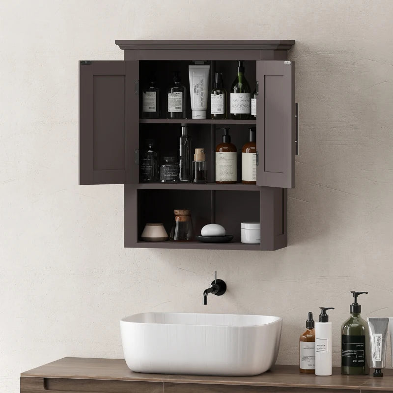 Bathroom Wall Cabinet, Medicine Cabinet, Toilet Storage Cabinet with Shelf for Living Room and Entryway, Brown