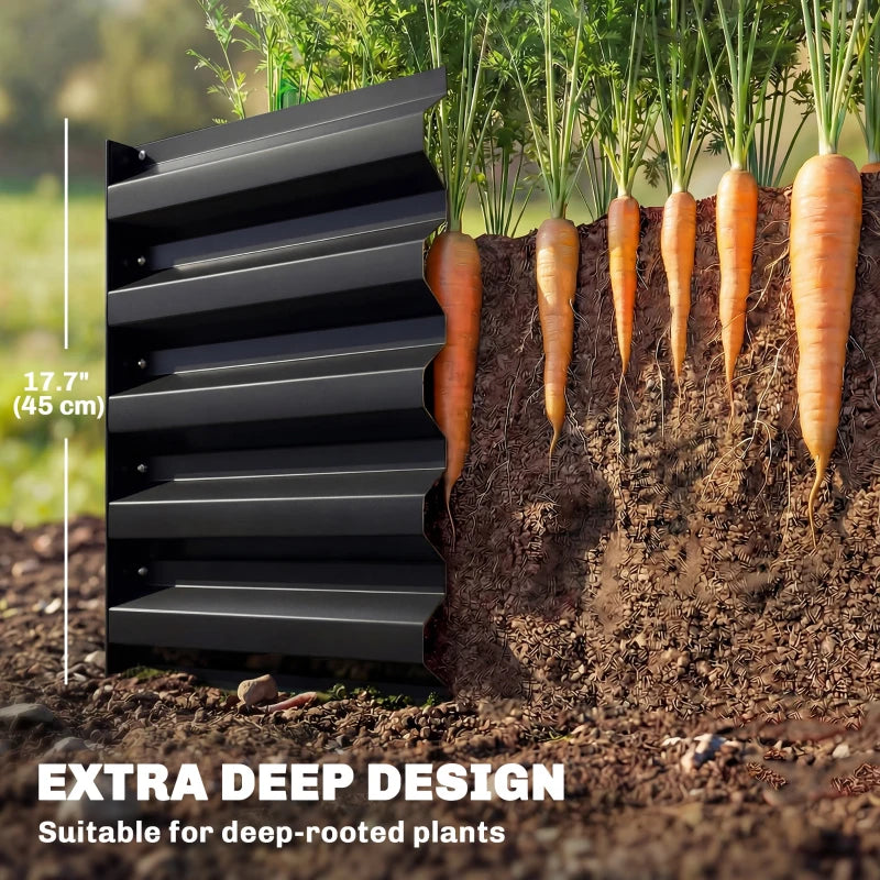 8 x 2.6 x 1.5ft Galvanized Raised Garden Bed, Reinforced Outdoor Planter Box with Open Bottom, Black