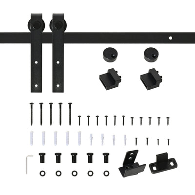 HOMCOM 6FT Mini Barn Door Hardware Kit, Sliding Barn Door Cabinet Hardware Kit for 19.7" Wide Door, Black 