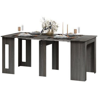 HOMCOM Foldable Table, Extendable Dining Table, Kitchen Table for Small Spaces, Seats up to 6 People, Grey 