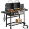 Outsunny Dual Fuel BBQ Grill, Charcoal and 2+1 Gas Burner Barbecue Grill with Wheels, Warming Rack, Black