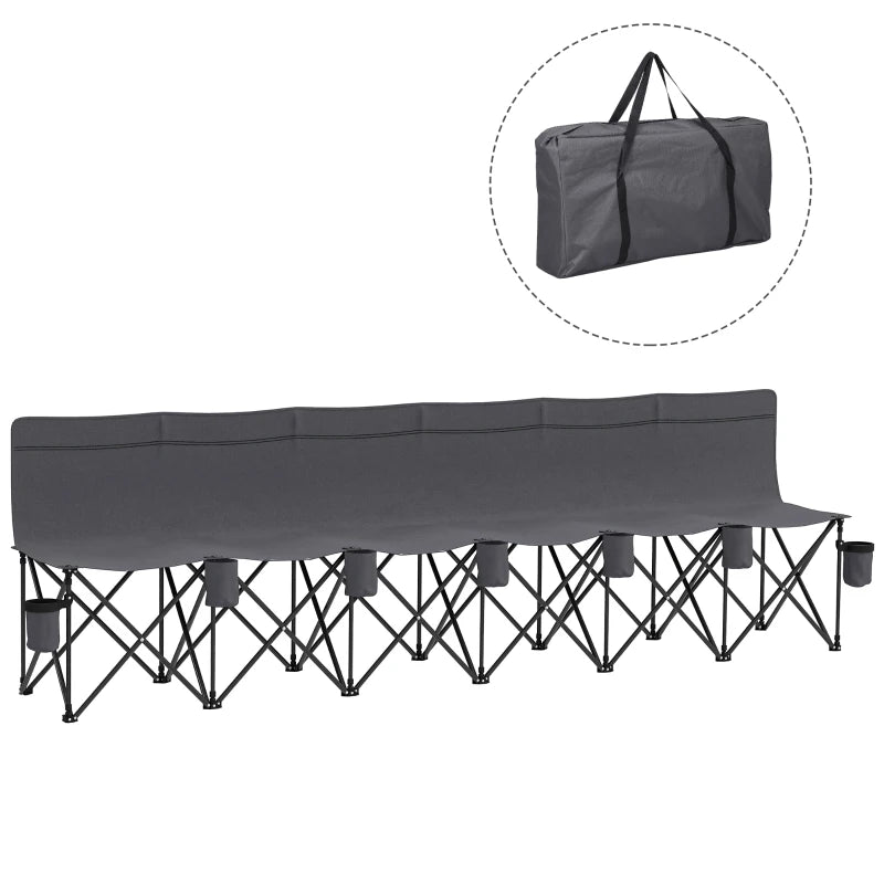 6 Seat Folding Camping Chair with Cup Holder and Carrying Case for Camping, Picnic, Sports Events, Dark Grey