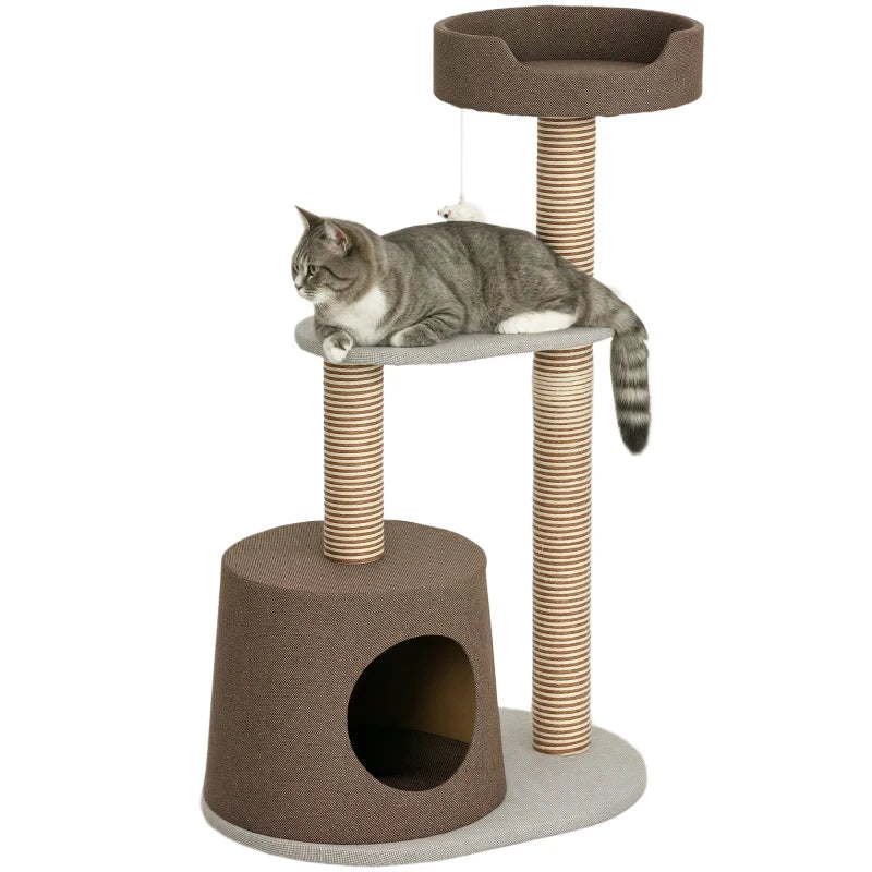 Scratching Cat Tree Post Climbing Kitten Pets Furniture with Toy, Brown