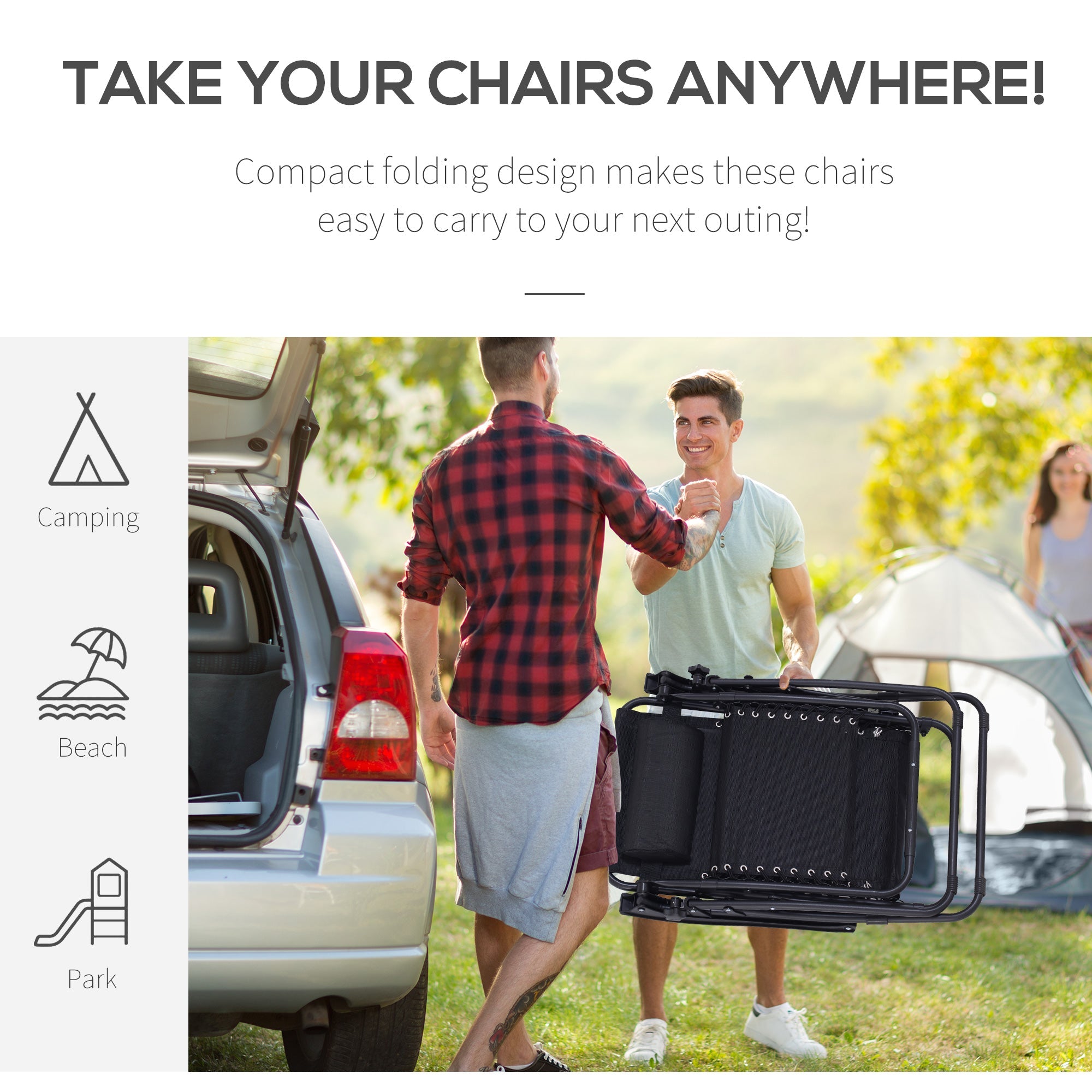 Outsunny Zero Gravity Serenity: 3pcs Patio Chaise Lounge Chair Set with Side Table, Cup Holder, Black Finish 