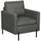 HOMCOM Cozy Armchair with Pockets: Fabric Upholstery on Sleek Metal Frame, Charcoal Grey