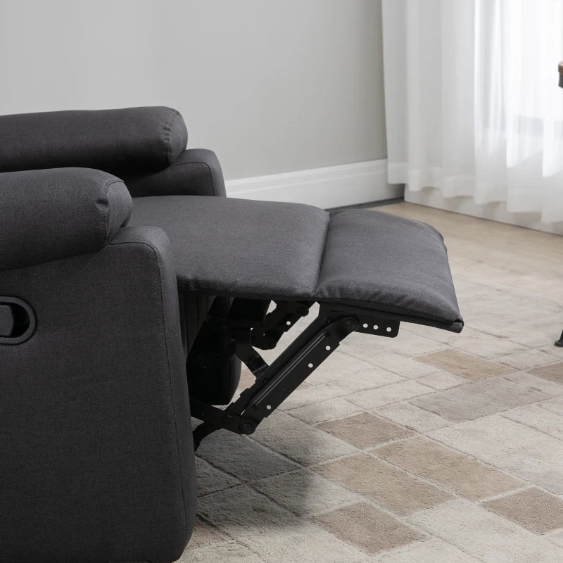 Recliner Chair, Manual Reclining Chair with Footrest, Padded Seat for Living Room, Bedroom, Study, Dark Grey