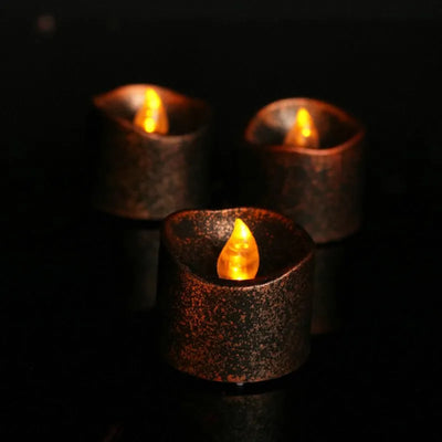 24pcs Battery Operated wavy edge Votive tea light Flameless Led Candle Flickering Xmas Christmas Halloween table Decor-Amber 