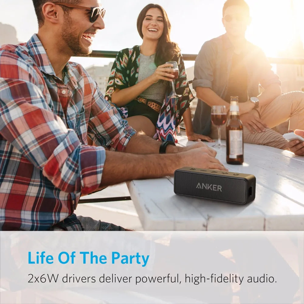 Anker Soundcore 2 Portable Wireless Bluetooth Speaker – Better Bass, 24-Hour Playtime, 66ft Bluetooth Range, IPX7 Water Resistance