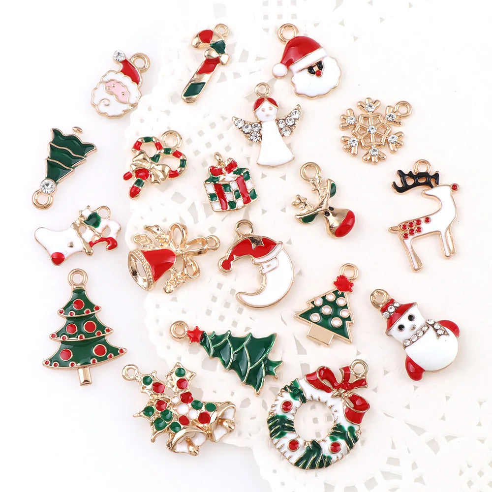 10PC A+ NewYear Fashion Metal Alloy Christmas Charm Decor Set Xmas Pendant Drop Ornaments Hanging Christmas Decoration