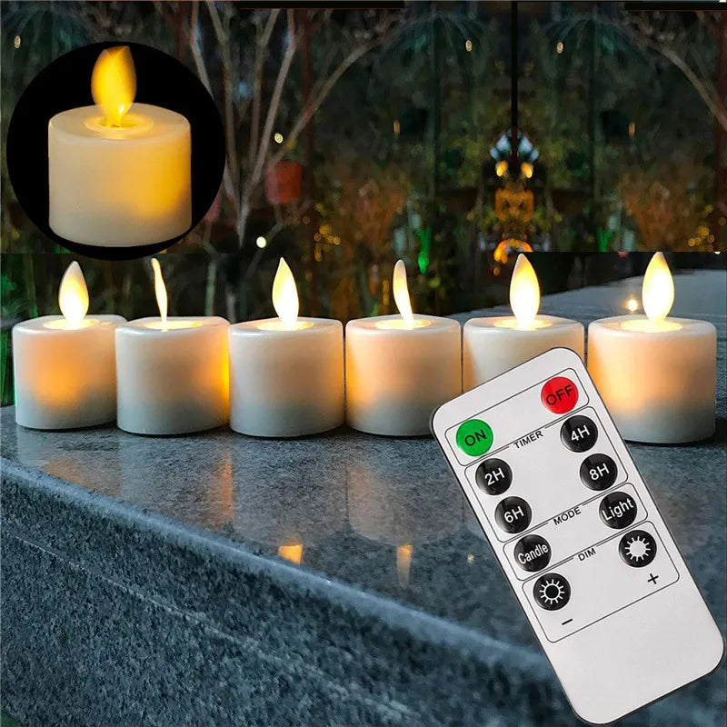 Pack of 2 Remote Battery Operated Electric Candles Flickering Moving Wick Christmas LED Tea Light Candles