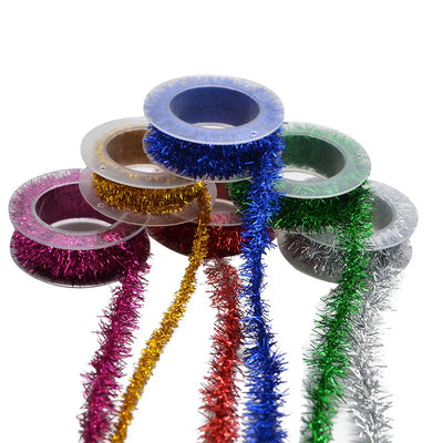 2M Gold Silver Wire Garland Tinsel Hanging Rattan Christmas Tree Ornament Decoration Xmas Wedding Birthday Party Colorful Ribbon 