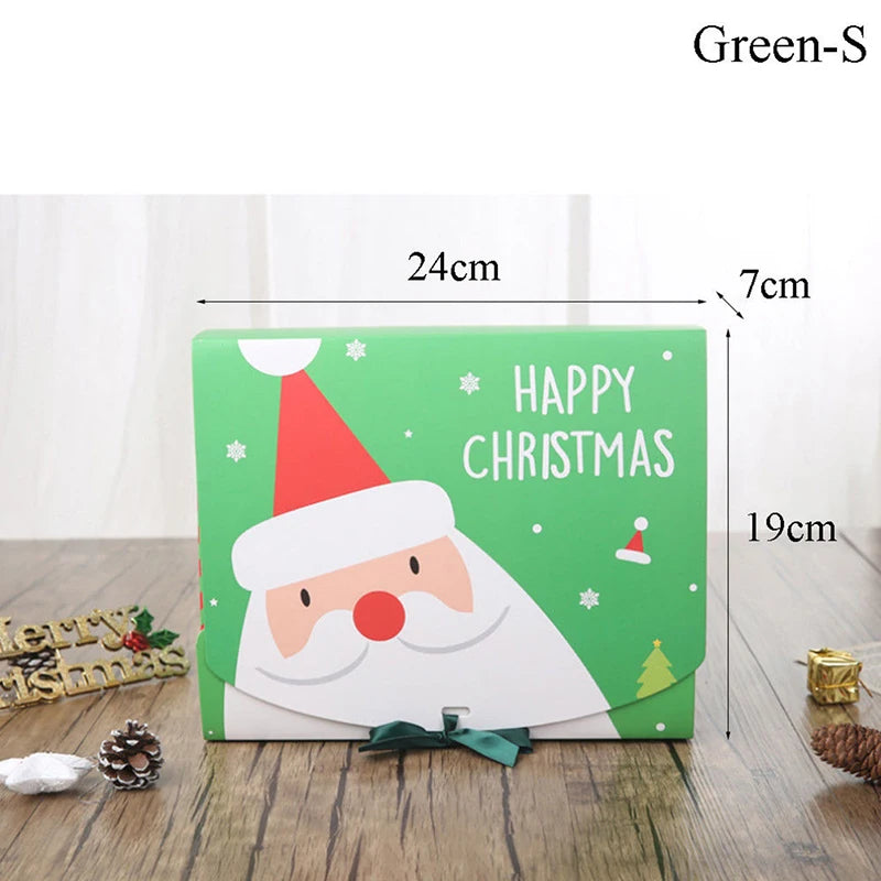 10pcs/lot Christmas gift box Large Red green Xmas cake cookies gift packing paper box gift cardboard paper box