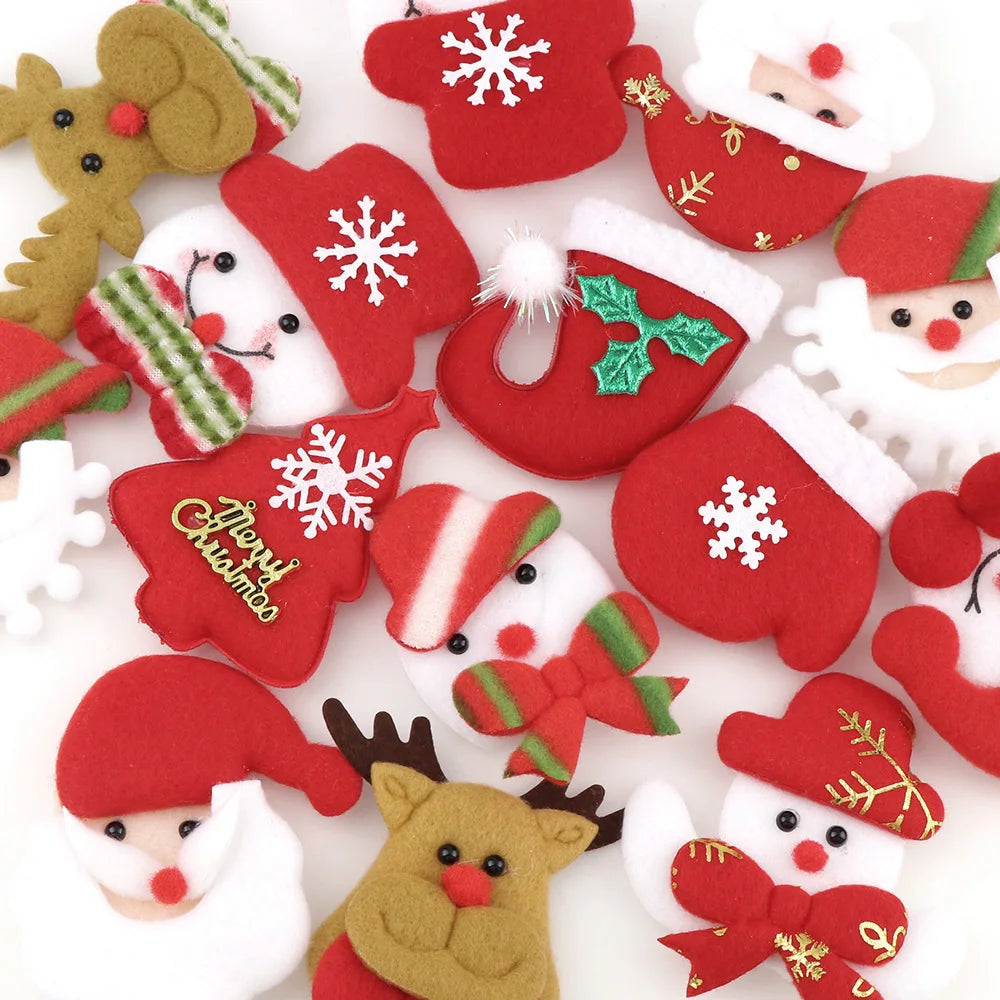 10PCS Merry Christmas Ornament plush snowman accessory Craft  New Year DIY Santa Claus Pendants Home Furnishing Tree Decoration 