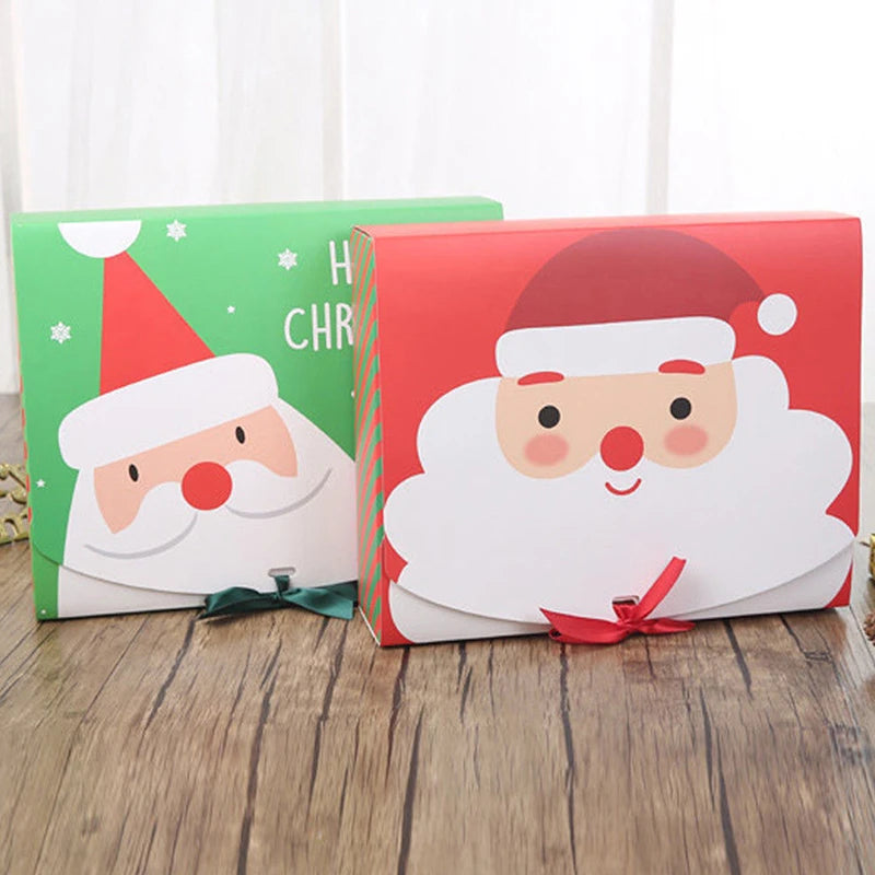 10pcs/lot Christmas gift box Large Red green Xmas cake cookies gift packing paper box gift cardboard paper box