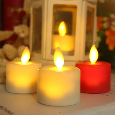 Pack of 6 New Year Candles Battery Christmas LED Tea Light Flickering Tealights Candles Votive Decorative Candles 