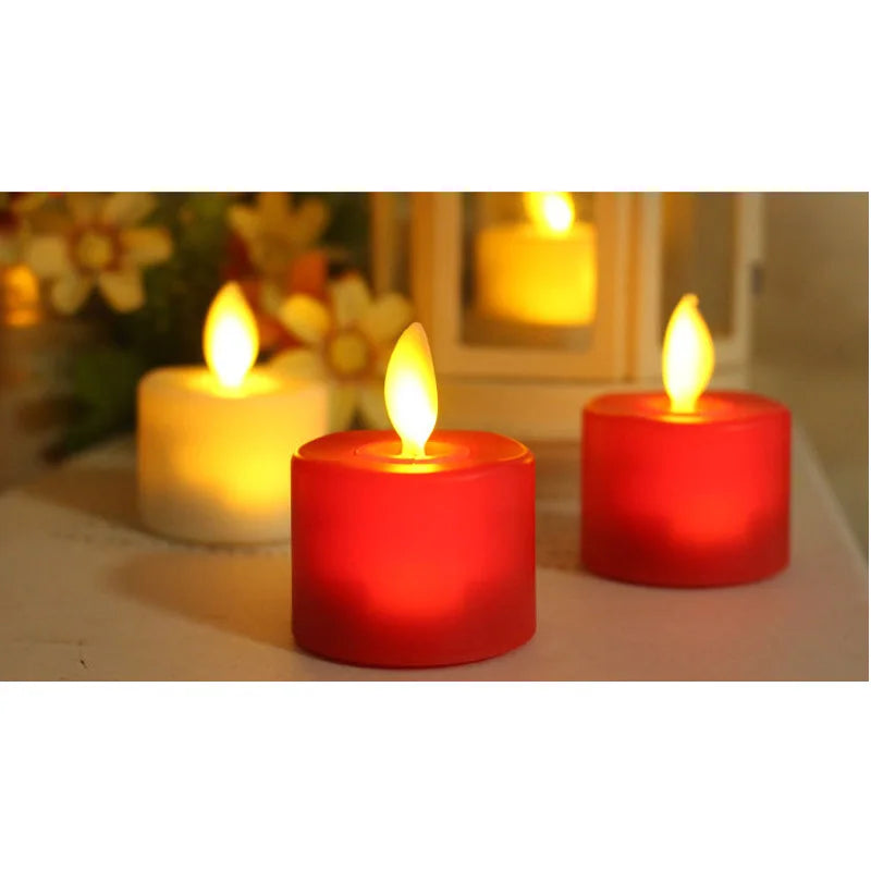 Pack of 6 New Year Candles Battery Christmas LED Tea Light Flickering Tealights Candles Votive Decorative Candles