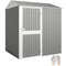 7' x 6' Tall Outdoor Storage Shed, Waterproof Metal Garden Shed with Gloves, Lockable Door, Silver Grey