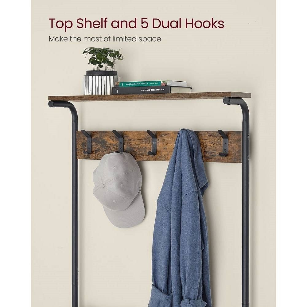 Modern Industrial Style Hall Tree Coat Rack Entryway Shoe Rack with 4 Shelves - Free Shipping