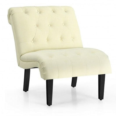 Cotton Linen Fabric Armless Accent Chair with Adjustable Foot Pads-Beige - Free Shipping 