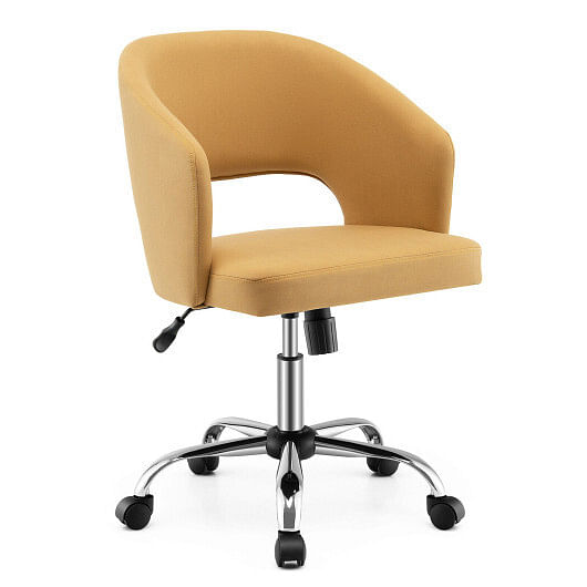 Upholstered Swivel Office Chair with Hollow Out Back - Free Shipping