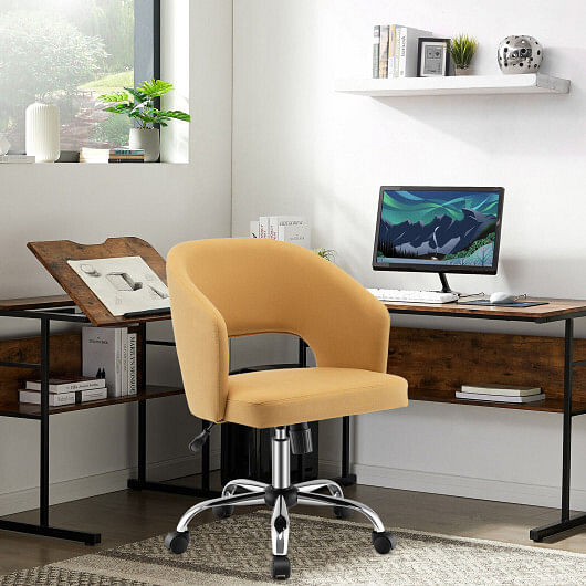 Upholstered Swivel Office Chair with Hollow Out Back - Free Shipping