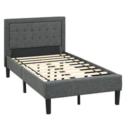 Twin Size Upholstered Bed Frame with Button Tufted Headboard - Free Shipping