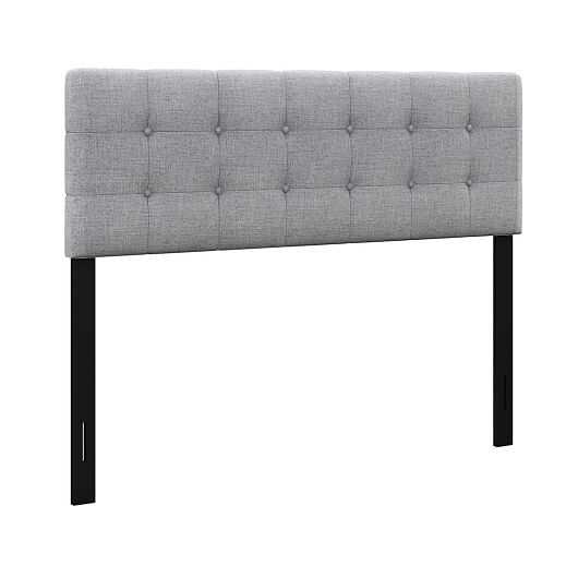 Linen Upholstered Headboard with Solid Rubber Wood Legs-Gray - Free Shipping 