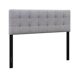 Linen Upholstered Headboard with Solid Rubber Wood Legs-Gray - Free Shipping 
