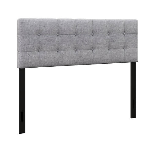 Linen Upholstered Headboard with Solid Rubber Wood Legs-Gray - Free Shipping 