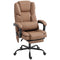 Office Chair with Massage, Pet-Friendly Faux Leather Reclining Desk Chair with Lumbar Support, Footrest, Brown