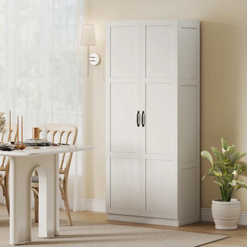 Farmhouse Pantry Cabinet, 71" Tall Kitchen Pantry Storage Cabinet with Soft-Close Hinges, Adjustable Shelves, White
