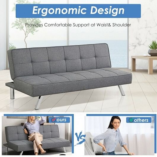 3-Seat Convertible Sofa Bed with High-Density Sponge for Living Room - Free Shipping 