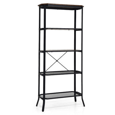 Industrial 5-Layer Bookshelf with Out-Stretched Legs-Rustic Brown - Free Shipping 
