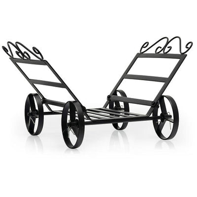 Firewood Rack Decorative Rustproof Steel Fireplace Log Holder with Wheels - Free Shipping 