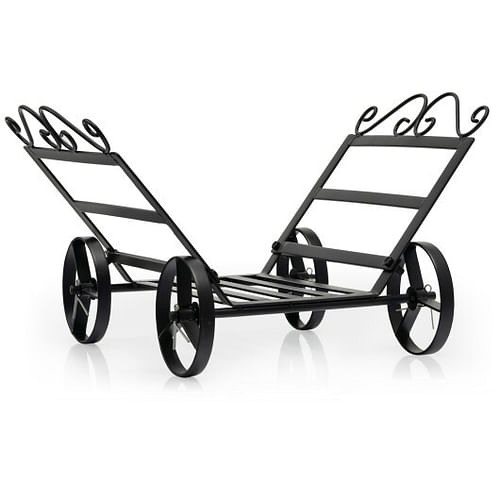 Firewood Rack Decorative Rustproof Steel Fireplace Log Holder with Wheels - Free Shipping