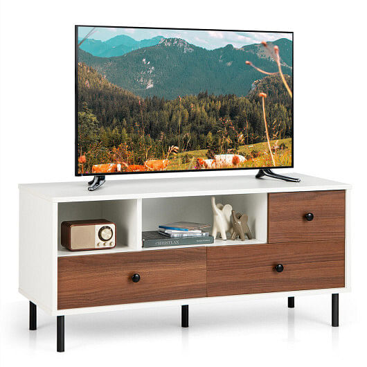 Mid-Century TV Stand for 50-inch TVs with 2 Cubbies and 3 Drawers - Free Shipping 