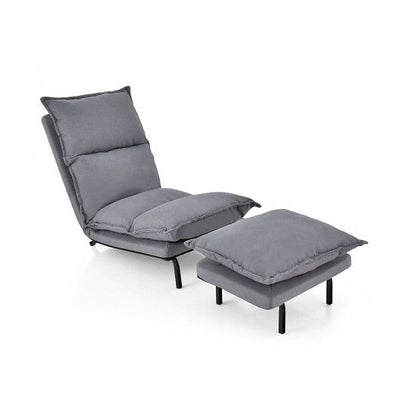 Modern Armless Accent Chair with Ottoman for Living Room-Gray - Free Shipping 