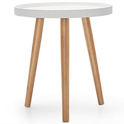 Round Side Sofa Coffee Table with Wooden Tray - Free Shipping 