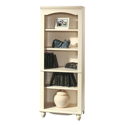 Elegant Display Shelf Bookcase with 5 Shelves in Antique White Wood Finish - Free Shipping 