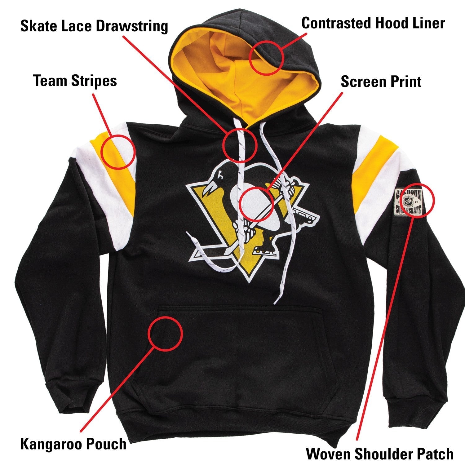 Pittsburgh Penguins Varsity Retro Style Hoodie 