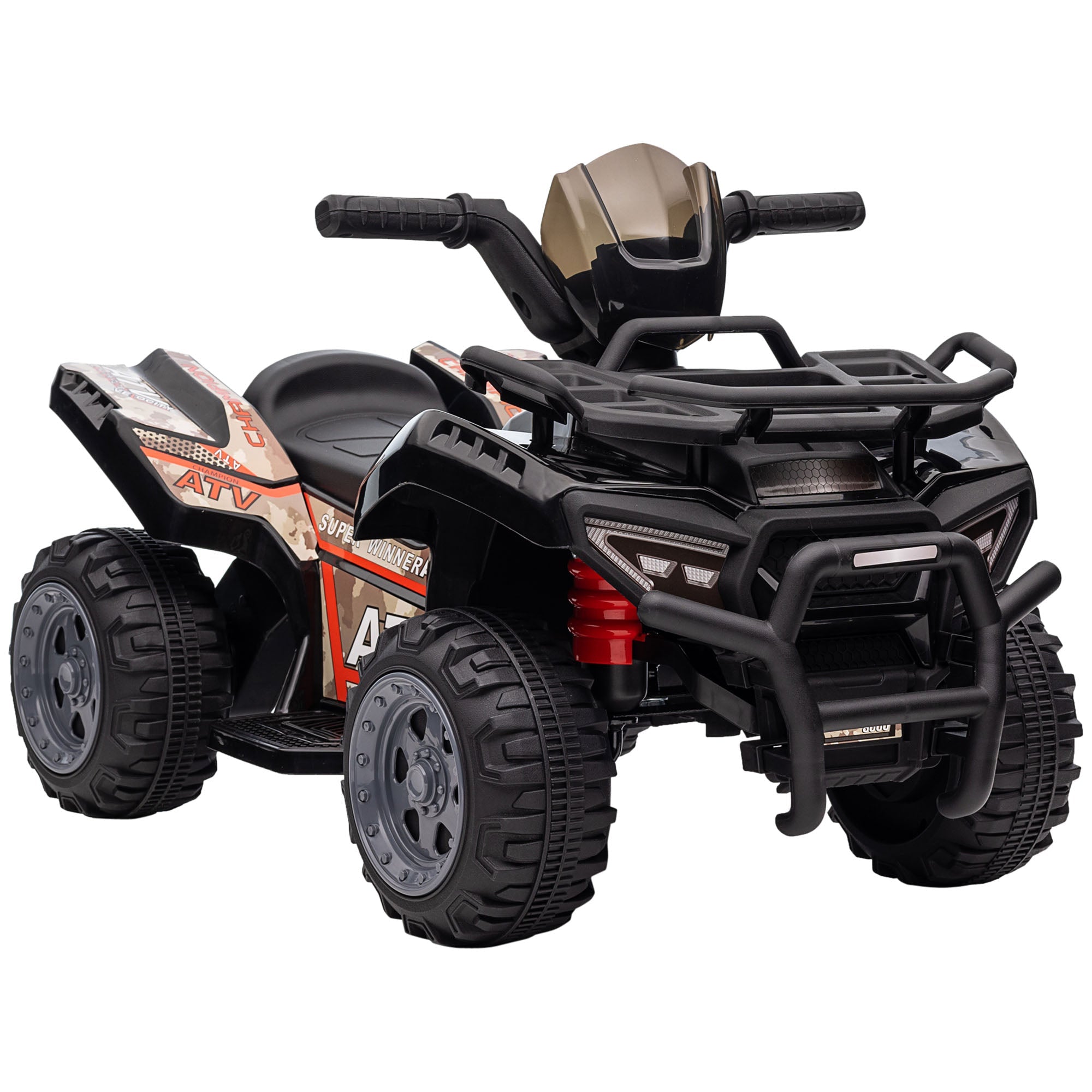 Aosom Ride-On ATV: 6V Battery Powered, Four Wheeler, Headlights, 18-36 Months, Black, Toddler Quad 
