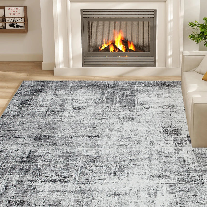 Area Rug for Living Room 8x10, Modern Abstract Machine Washable Rug, Non-Slip Carpet for Bedroom, Dining Room, Grey