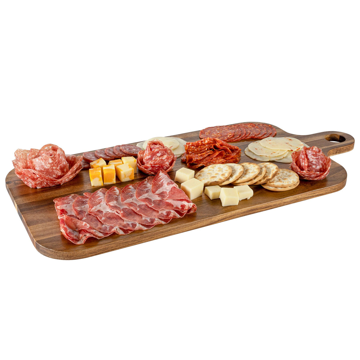 Acacia Wood Charcuterie Board with Handle, 55 x 26 cm, Large Cheese Board