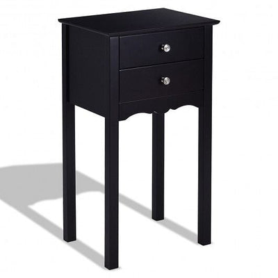 Side Table End Accent Table with 2 Drawers-Black - Free Shipping 