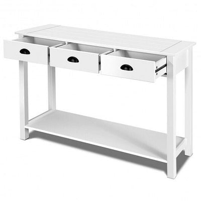 Wooden Console Table with 3 Drawers and 2-Tier Shelves - Free Shipping 