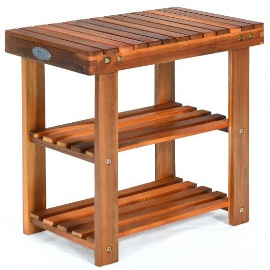 3-Tier Wood Shoe Rack 19' Shoe Bench Boots Organizer - Free Shipping 